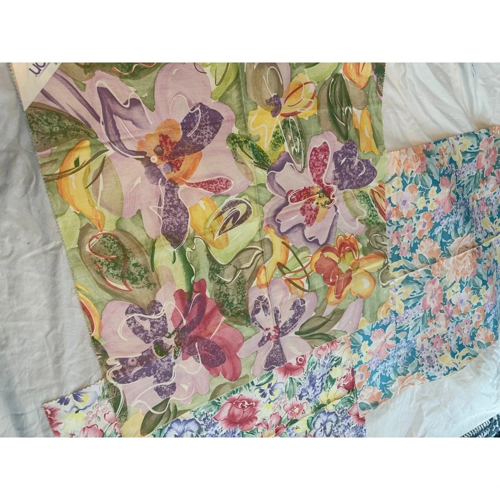 Lot of 3‎ Vintage Flowers abstract 90s look style Fabric 25